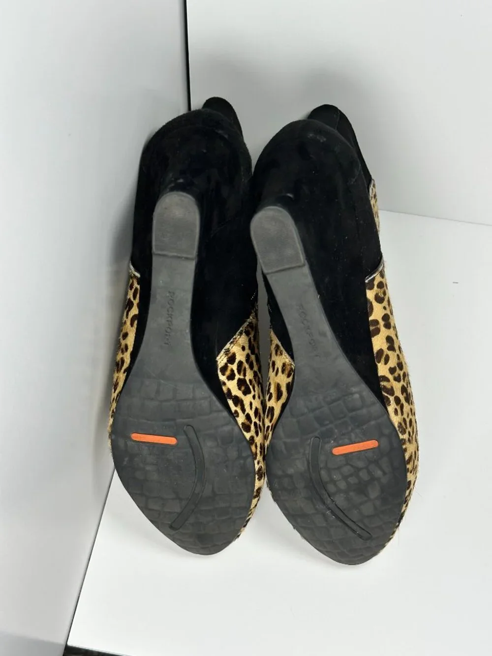 Rockport Leopard Calf Hair Leather Wedge Ankle Boots Size 9